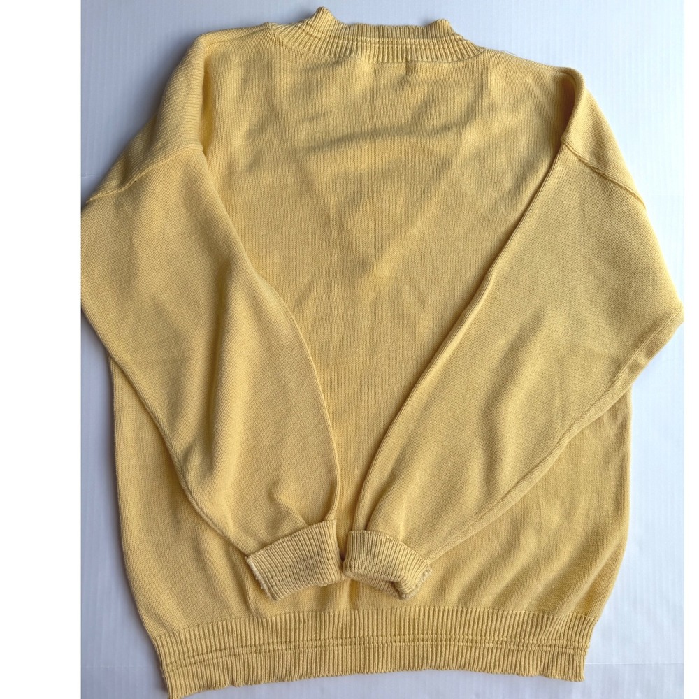 Vintage Scottish Isle by Bernette Yellow V-Neck Golf Sweater Embroidered XLT - Picture 6 of 7